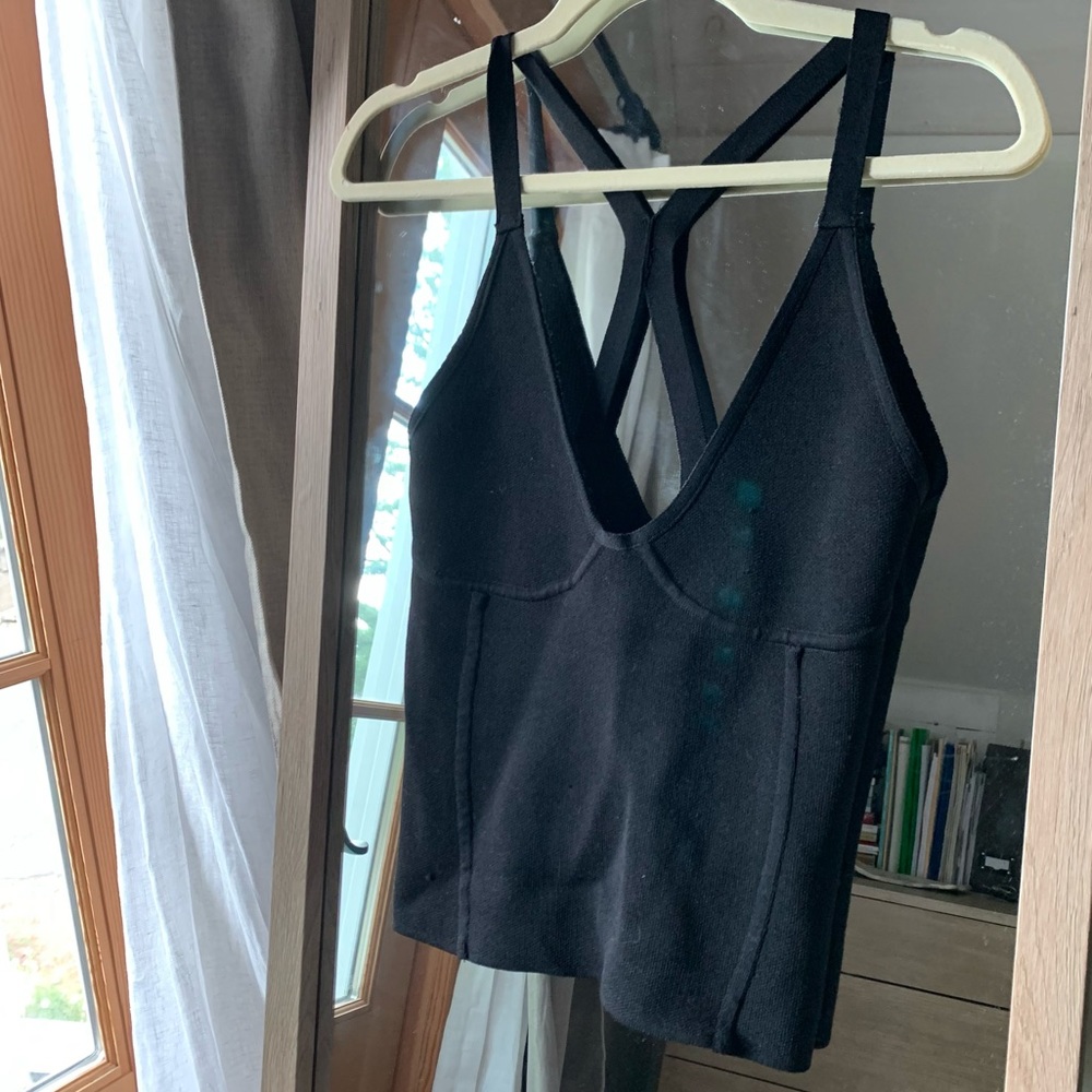 Knit corset-seam top
